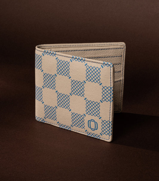 Checkered Blue White Bifold Wallet